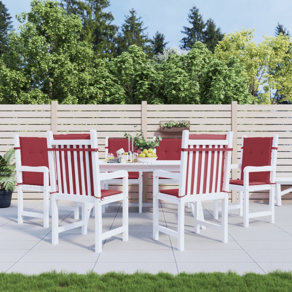 Cojín silla jardín respaldo bajo 6 uds tela Oxford rojo
