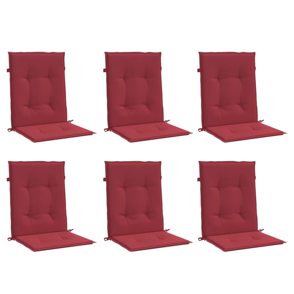 Cojín silla jardín respaldo bajo 6 uds tela Oxford rojo