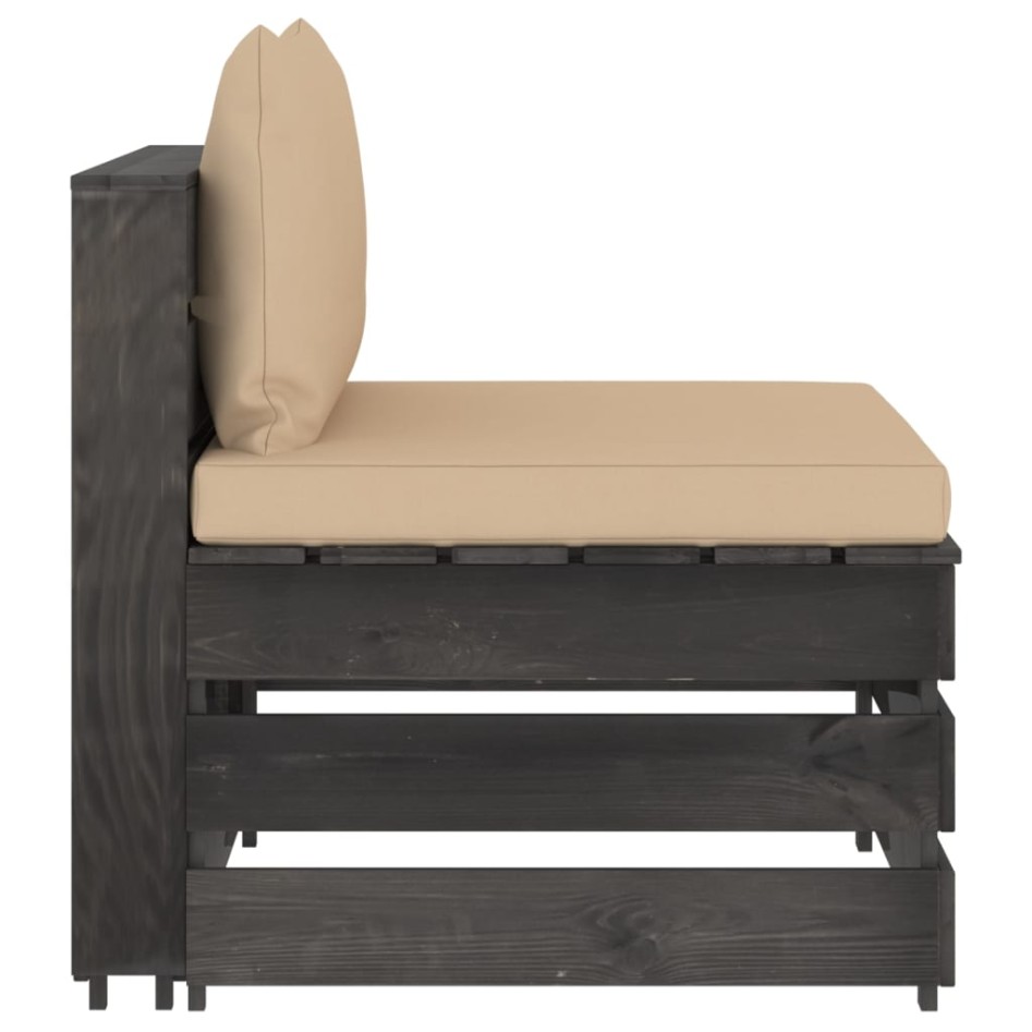 Sofá central seccional con cojines madera impregnada