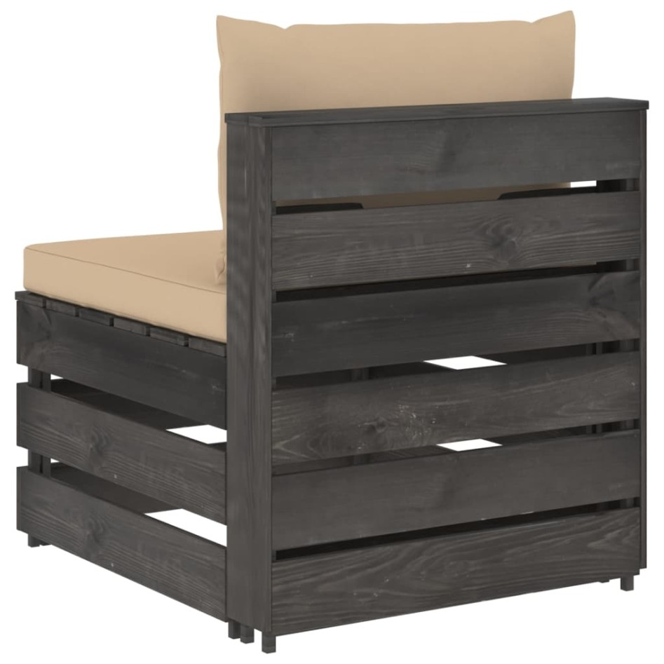 Sofá central seccional con cojines madera impregnada