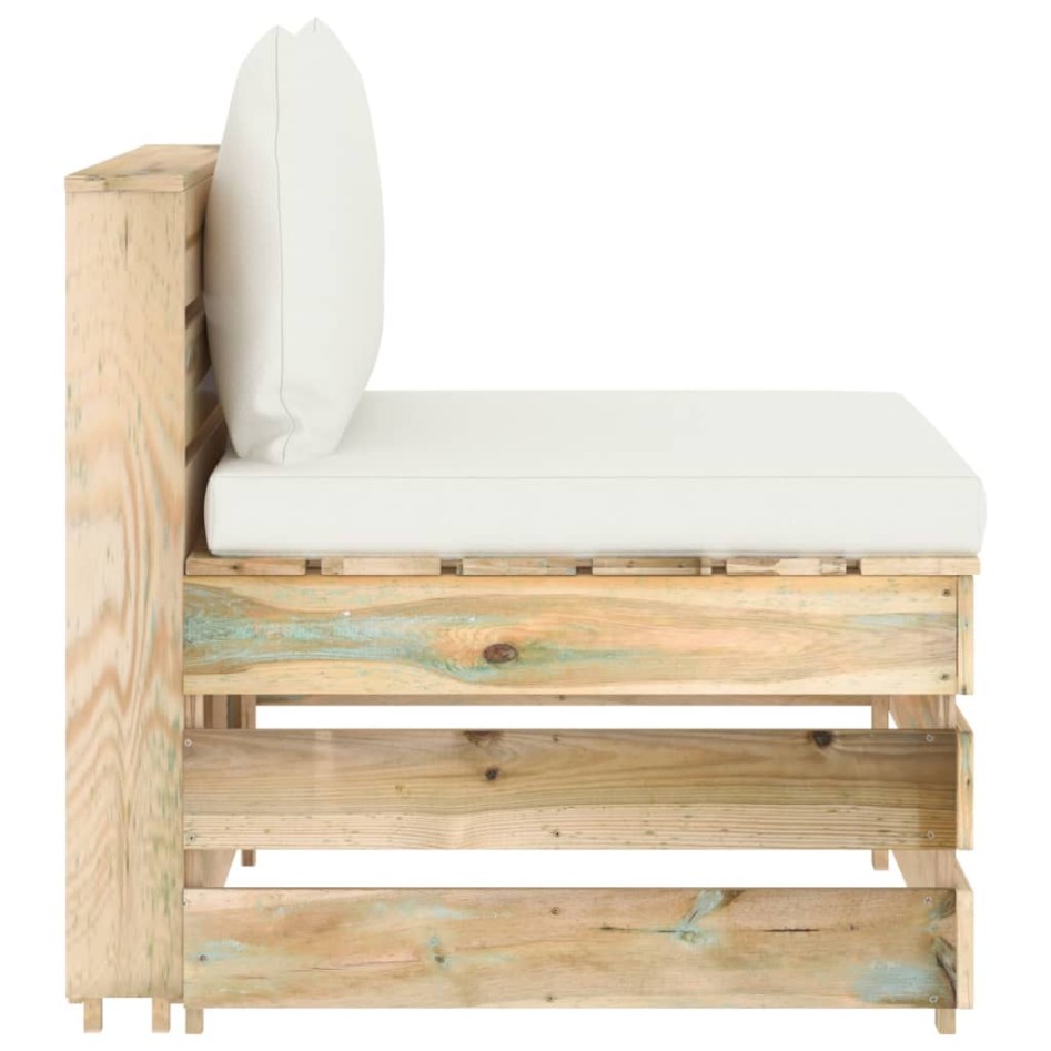 Sofá central seccional con cojines madera impregnada