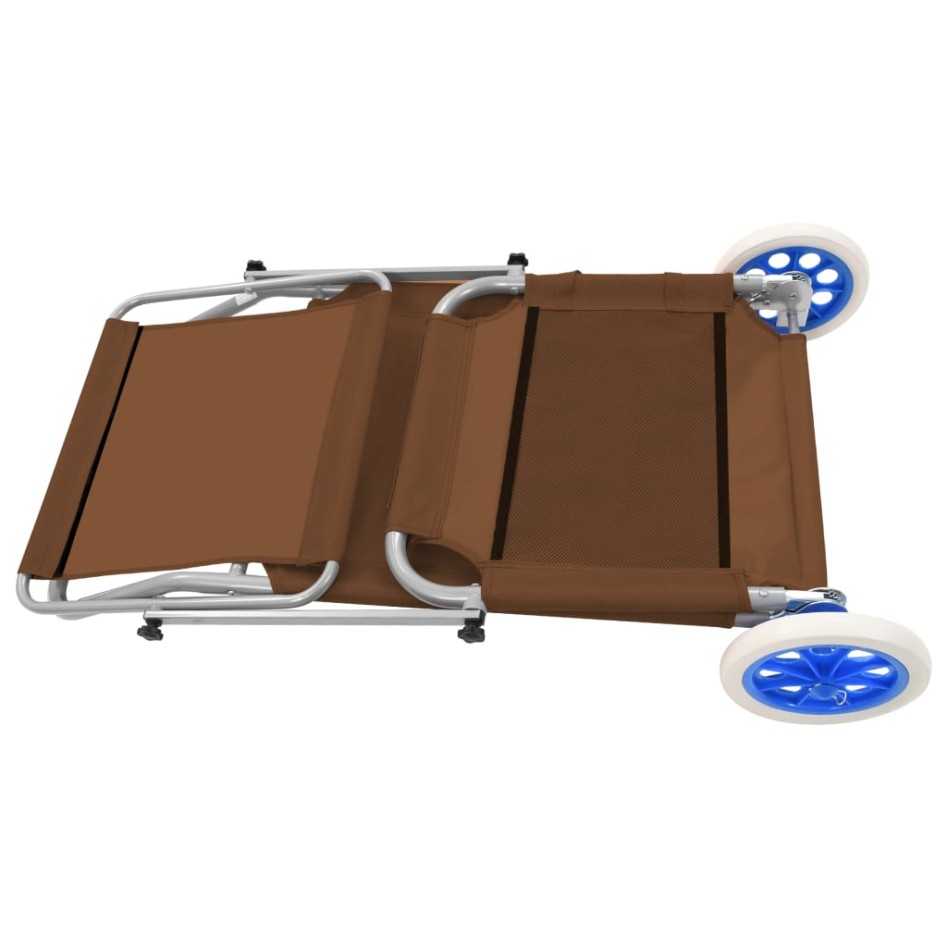 Tumbona plegable con toldo y ruedas acero gris