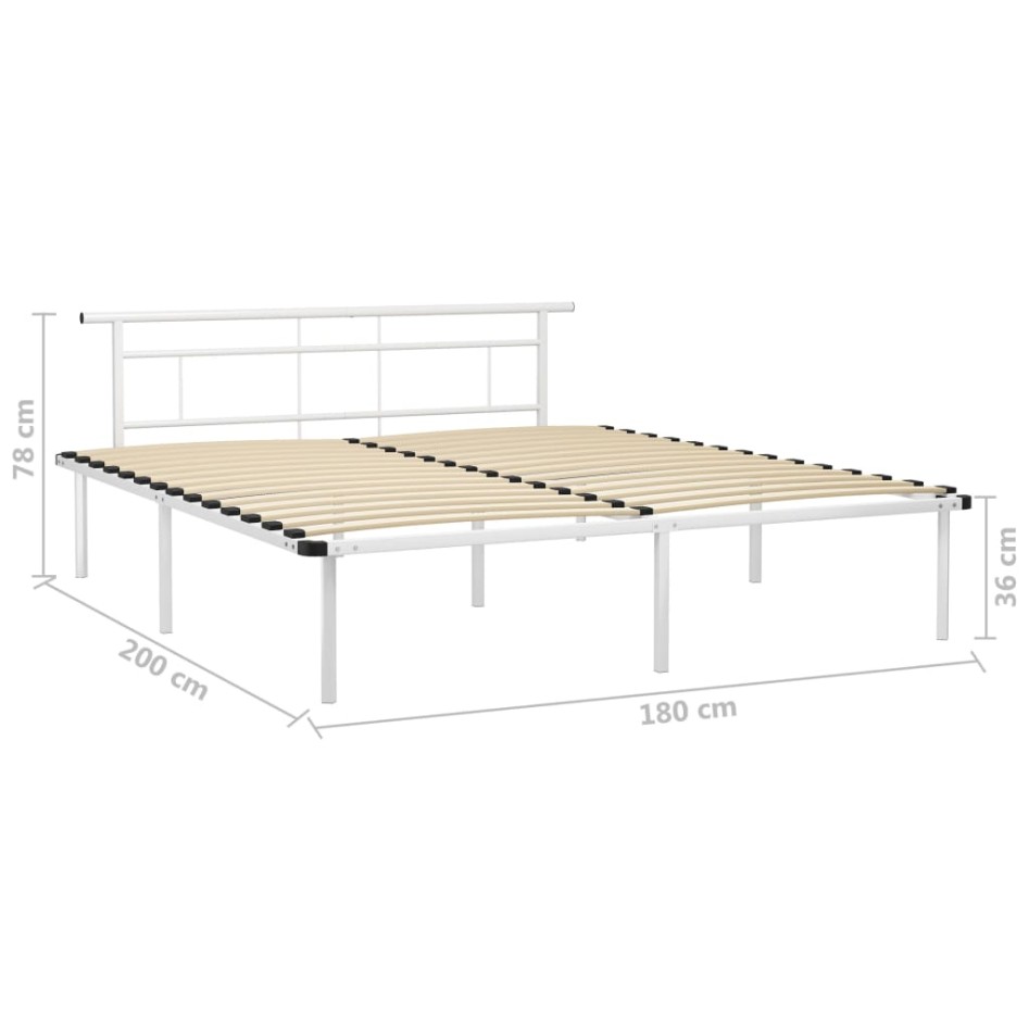 Estructura de cama de metal blanco 180x200