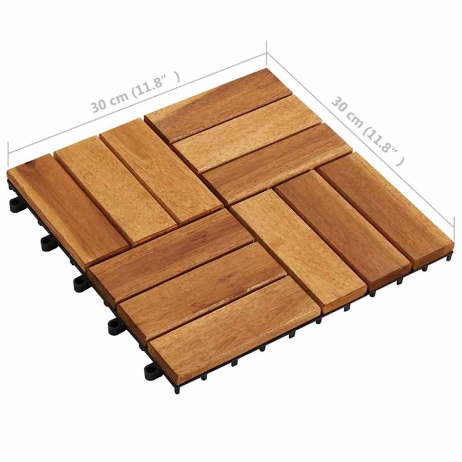 Baldosas de porche de acacia 10 piezas 30x30