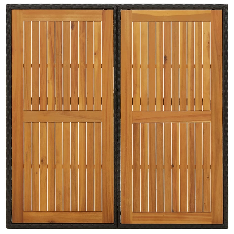 Mesa de jardín ratán sintético madera acacia negro