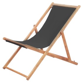 Silla de playa plegable de tela y estructura de madera