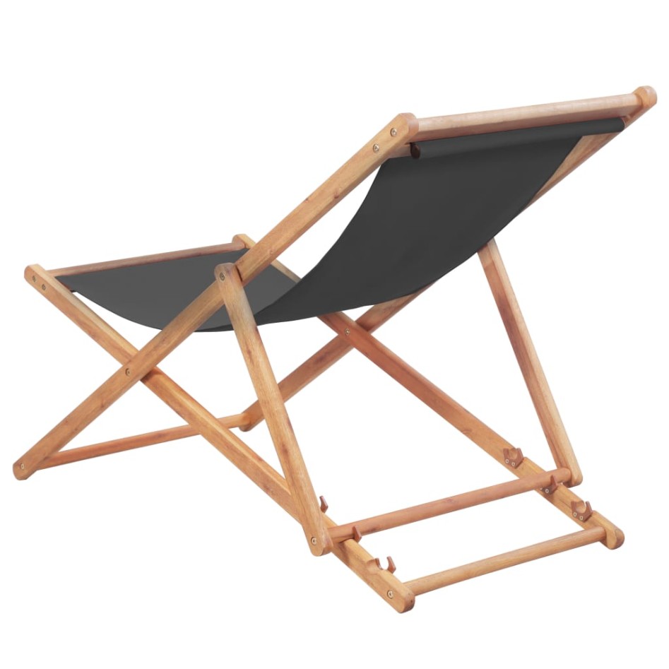 Silla de playa plegable de tela y estructura de madera