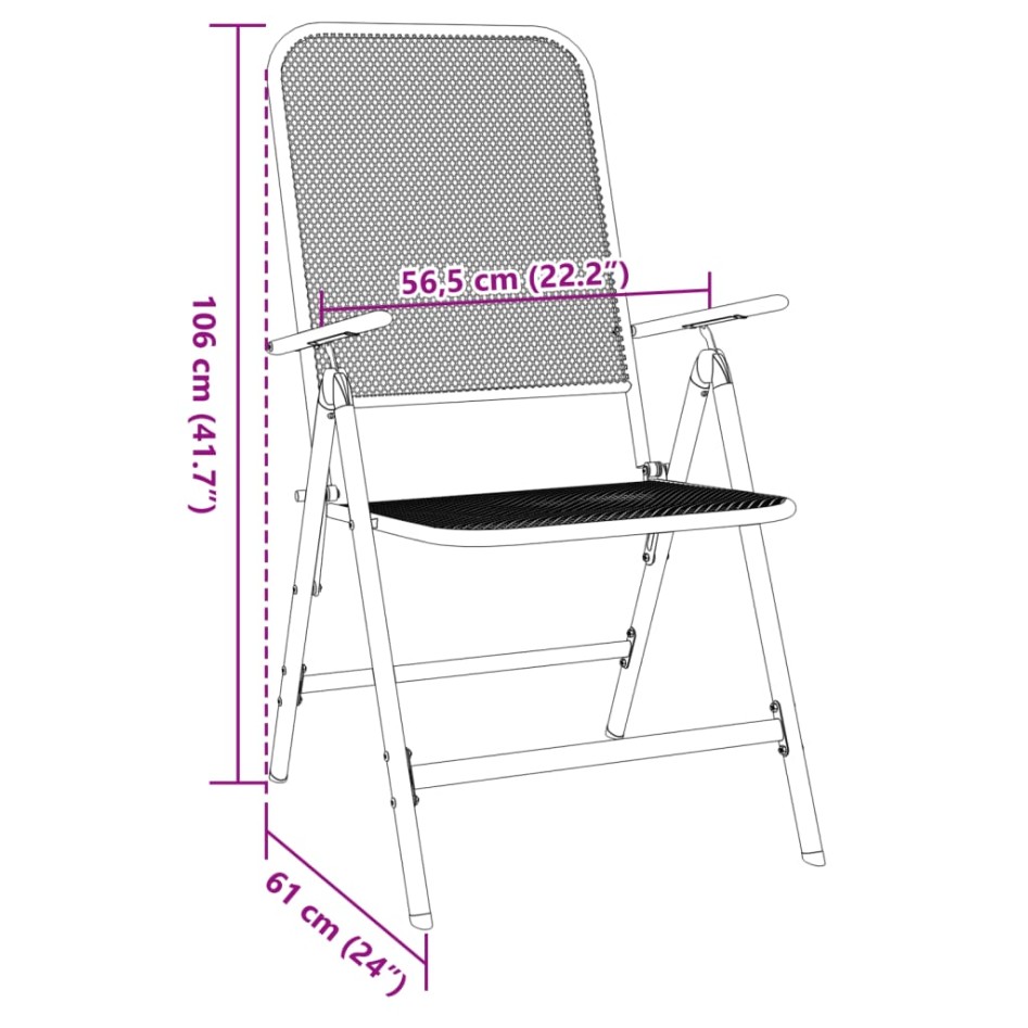 Silla jardín plegable 2 uds antracita malla metálica