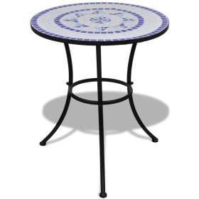 Mesa de bistro terraza mosaico azul y blanco 60