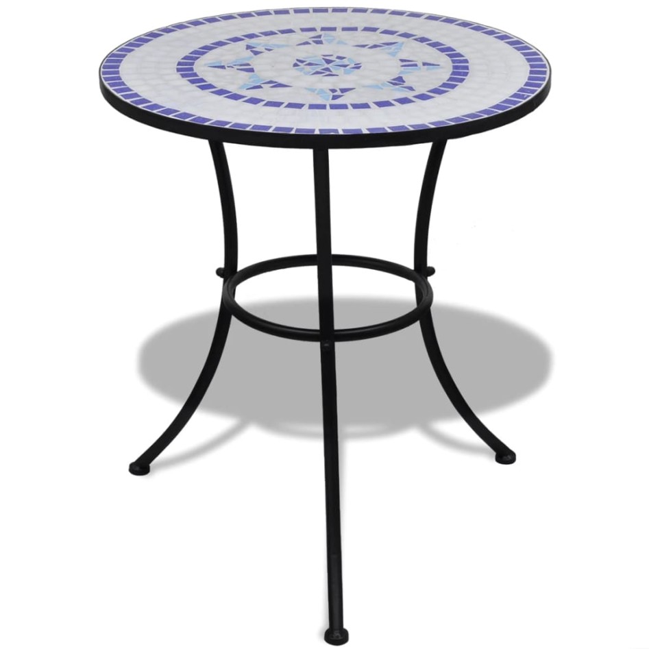 Mesa de bistro terraza mosaico azul y blanco 60