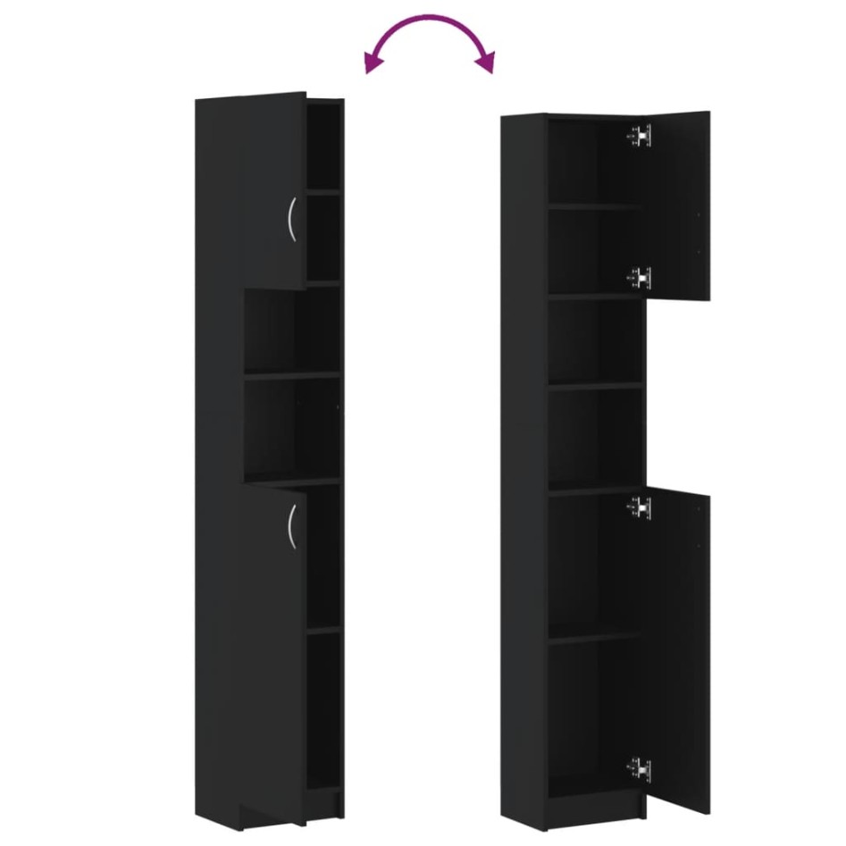 Armario de baño madera de ingeniería negro 32x25,5x190