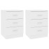 Mesitas de noche 2 uds madera contrachapada blanco 38x35x56