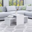 Mesa de centro madera contrachapada blanco brillo 100x48x40 cm
