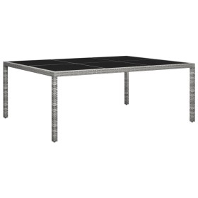 Mesa de comedor de jardín ratán sintético gris 200x150x74