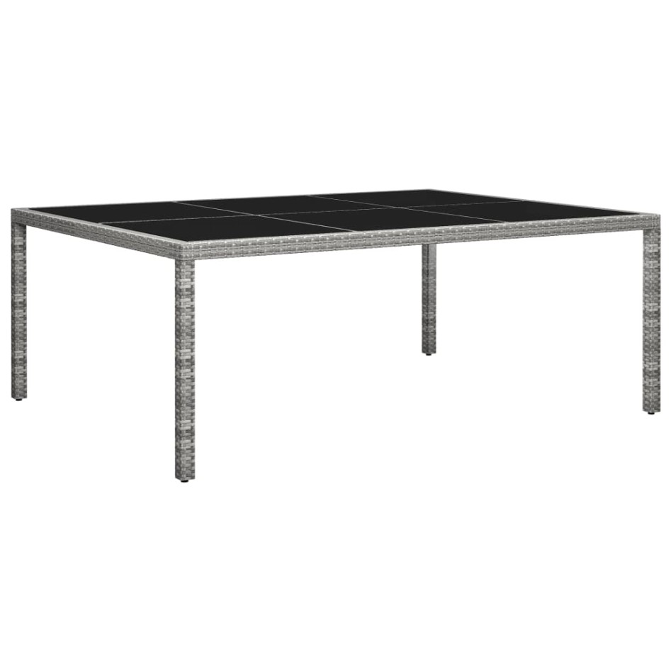 Mesa de comedor de jardín ratán sintético gris 200x150x74