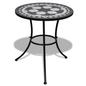 Mesa de bistro terraza mosaico negro y blanco 60
