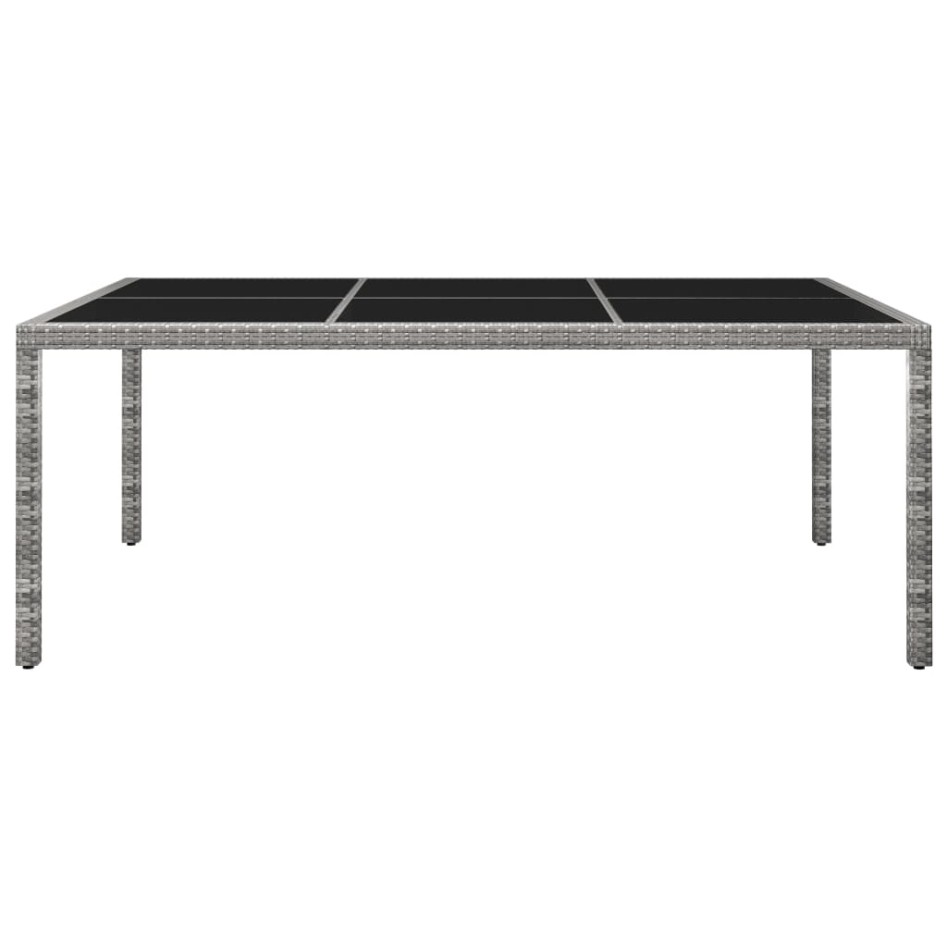 Mesa de comedor de jardín ratán sintético gris 200x150x74