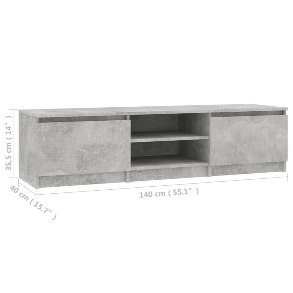Mueble de TV madera contrachapada gris hormigón 140x40x35,5