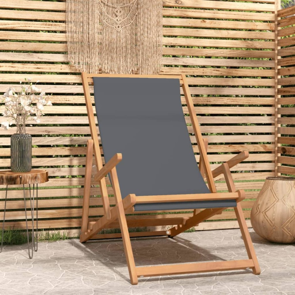 Silla de playa plegable de madera maciza de teca