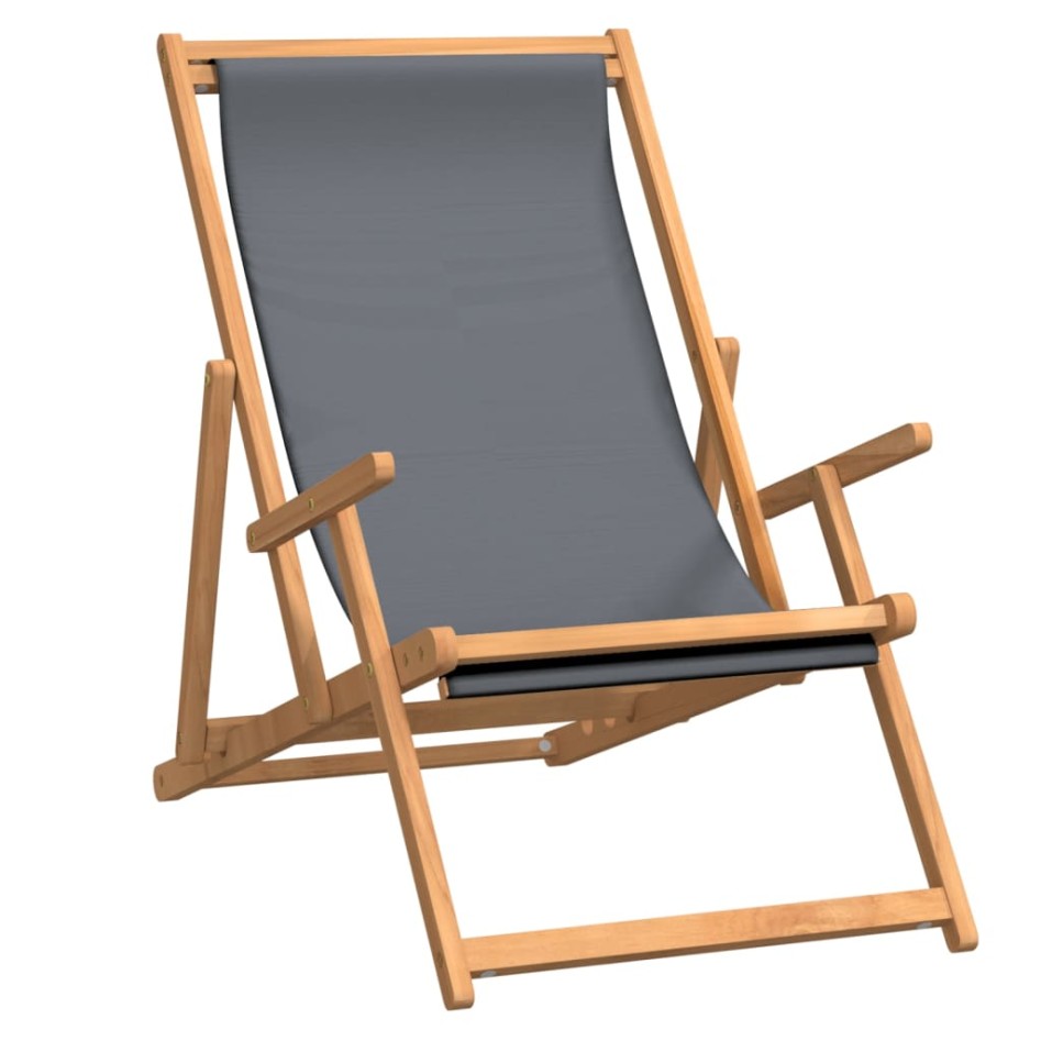 Silla de playa plegable de madera maciza de teca
