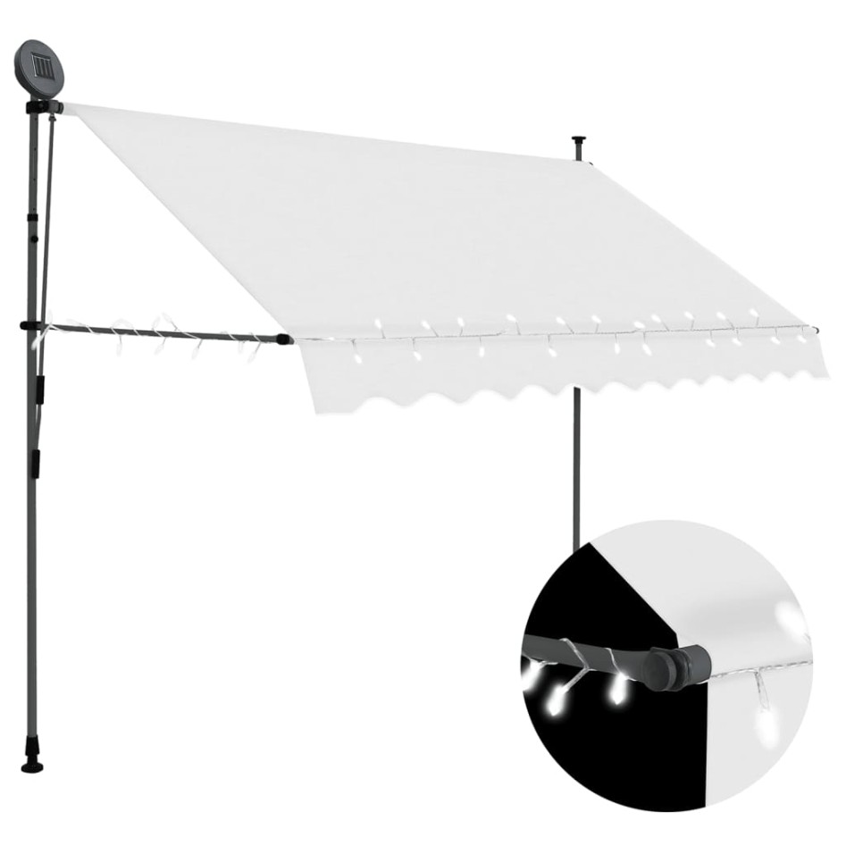 Toldo manual retráctil con LED crema 300