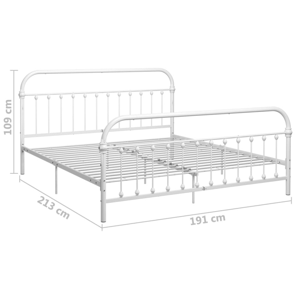 Estructura de cama de metal blanco 180x200