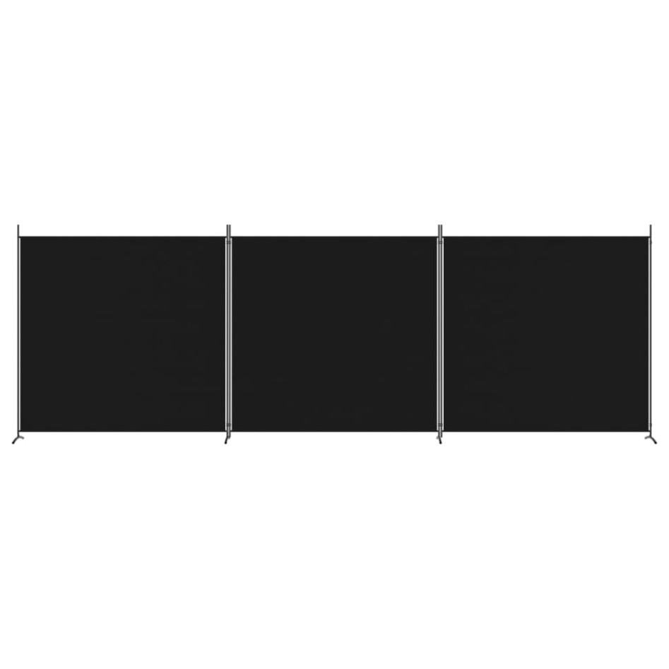 Biombo divisor de 3 paneles de tela negro 525x180
