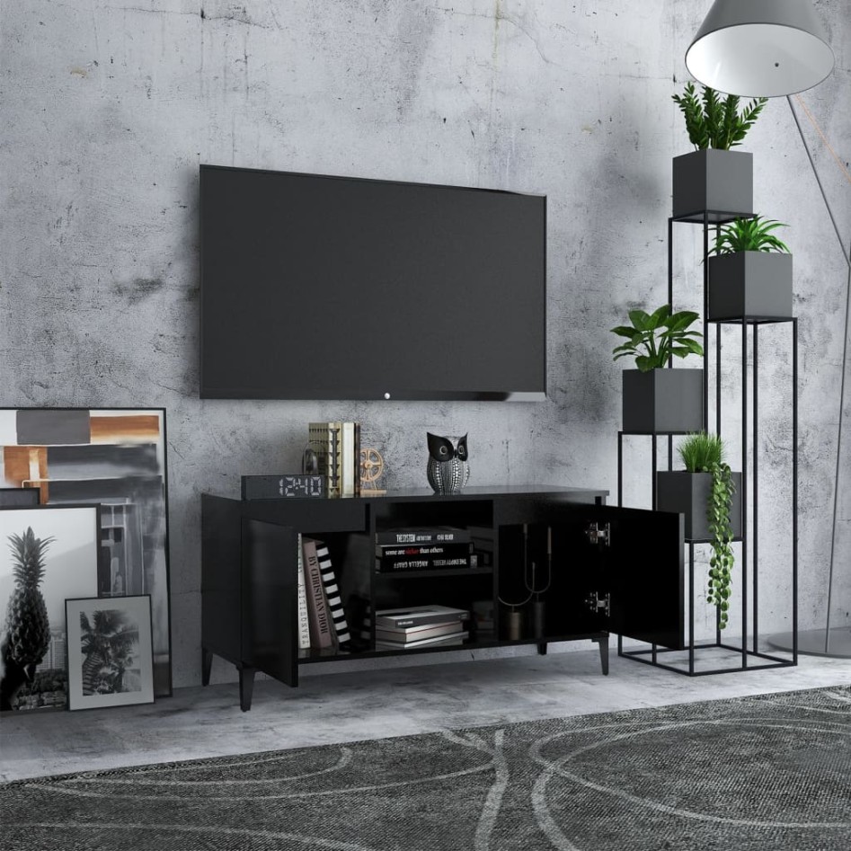 Mueble de TV con patas de metal negro 103,5x35x50