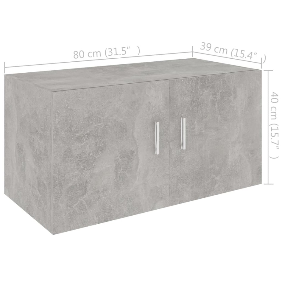 Armario de pared madera contrachapada gris hormigón 80x39x40