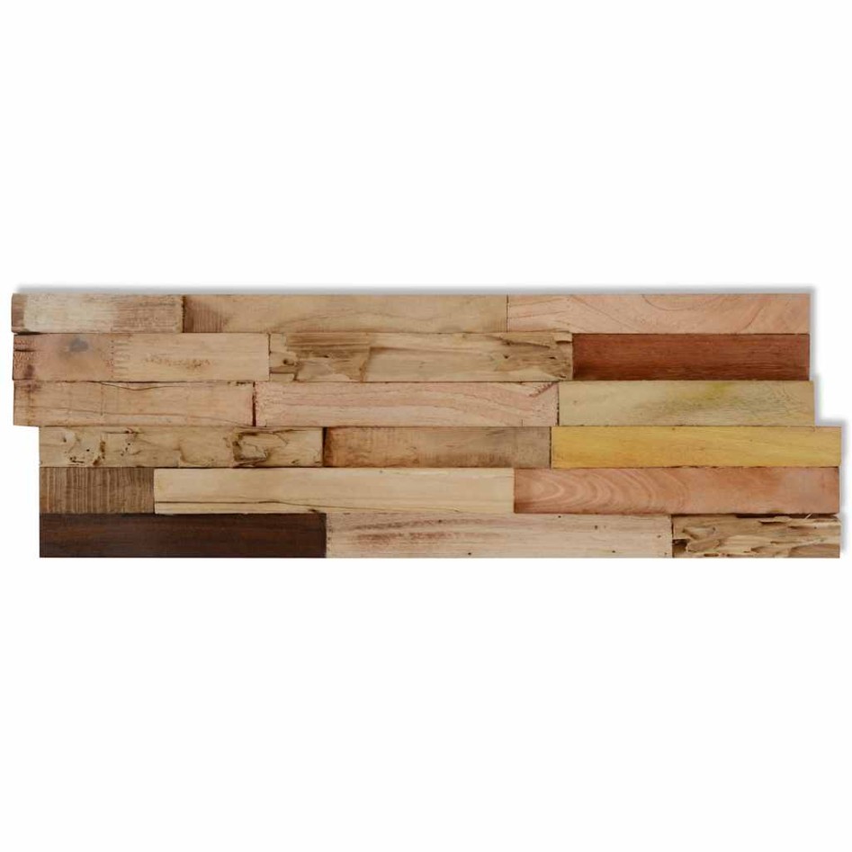 Paneles revestimiento pared 10 uds madera teca reciclada