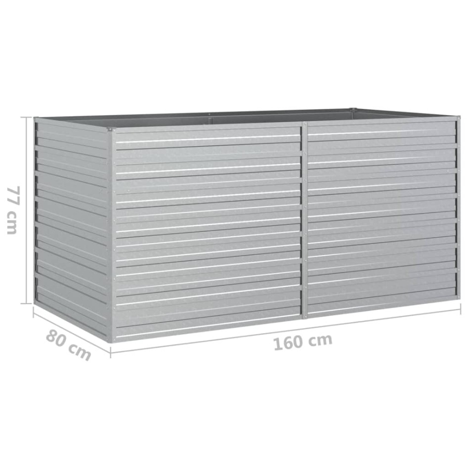Arriate de acero galvanizado plateado 160x80x77