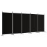 Biombo divisor de 5 paneles de tela negro 433x180