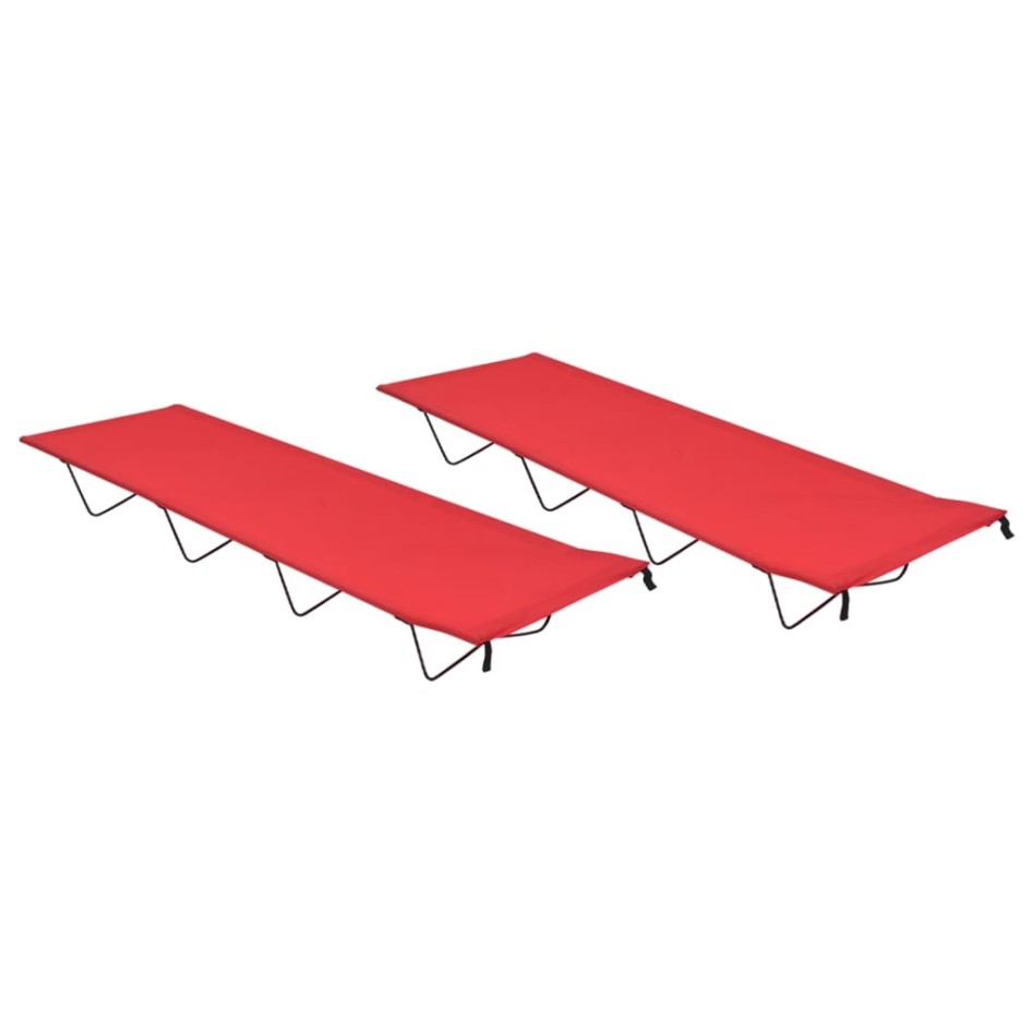 Camas de camping 2 uds tela Oxford y acero rojo 180x60x19