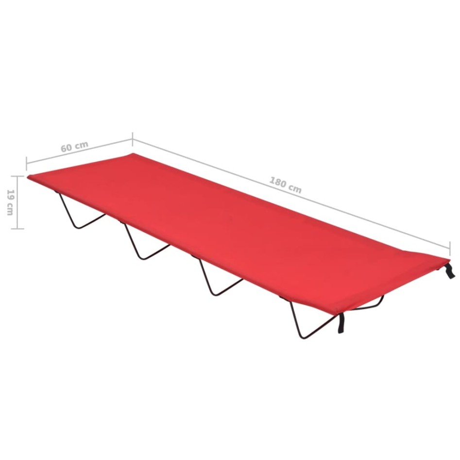 Camas de camping 2 uds tela Oxford y acero rojo 180x60x19