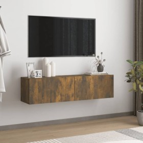 Mueble de pared TV contrachapado roble ahumado 120x30x30