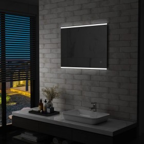 Espejo de pared de baño con LED y sensor táctil 80x60