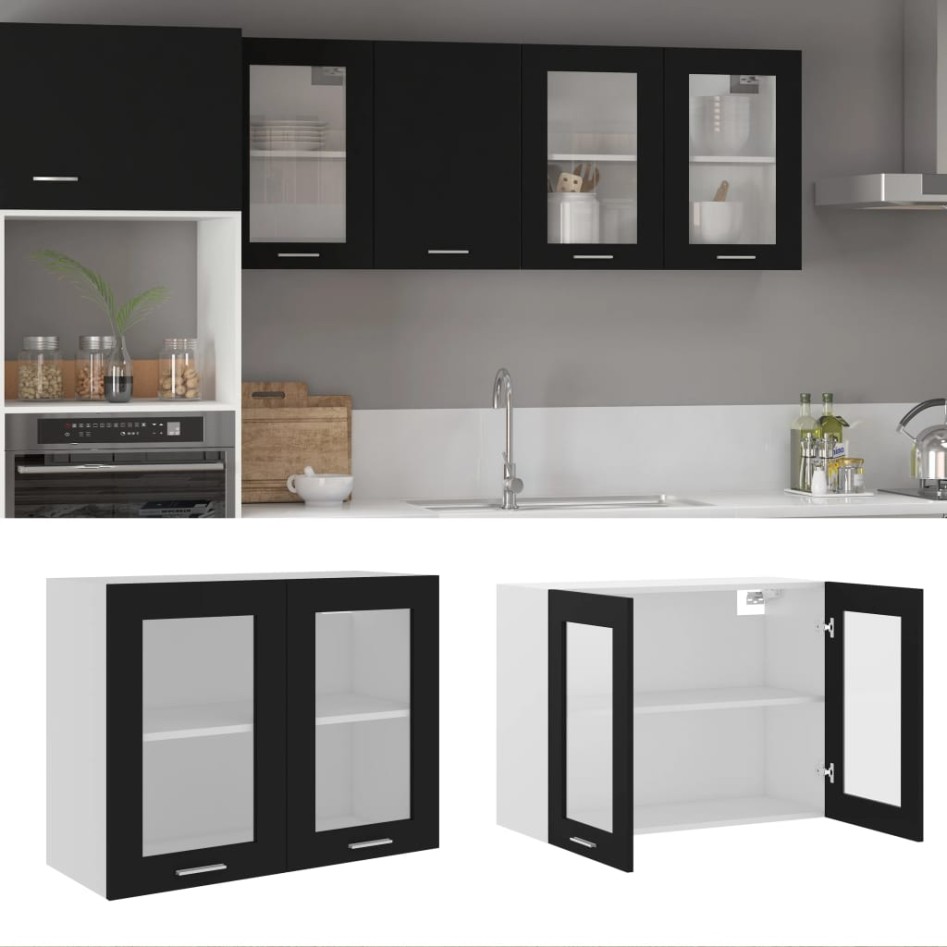 Armario colgante cocina contrachapada negro 80x31x60