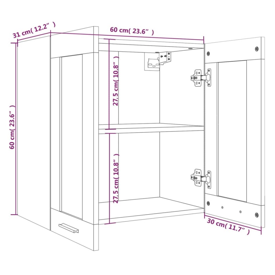 Armario colgante madera de ingeniería marrón roble 60x31x60