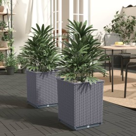 Jardineras 2 uds polipropileno azul gris 30x30x37