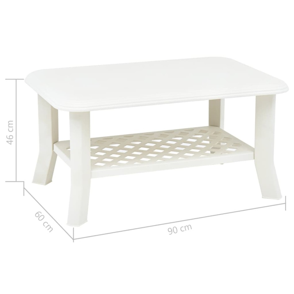 Mesa de centro de plástico blanco 90x60x46
