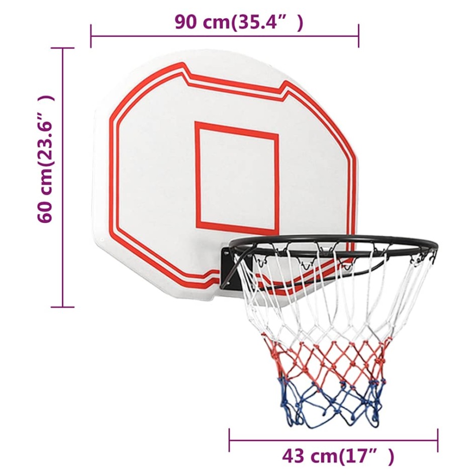 Tablero de baloncesto polietileno blanco 90x60x2