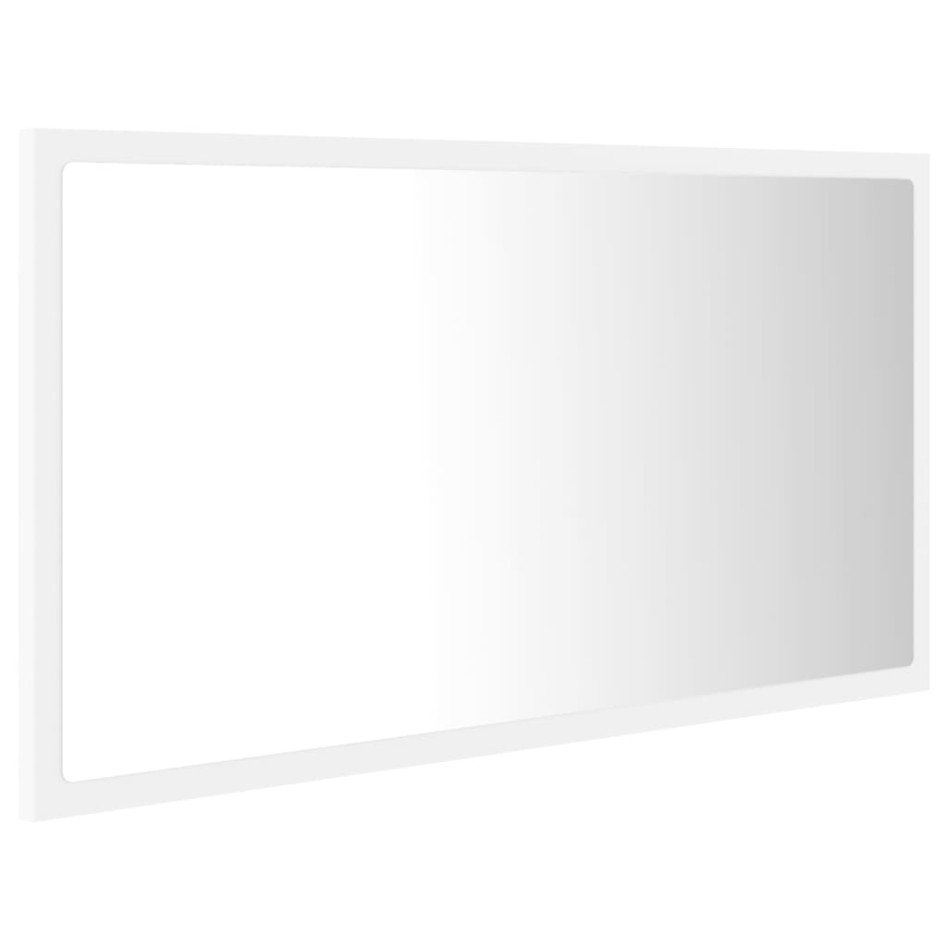 Espejo de baño LED acrílico blanco 80x8,5x37