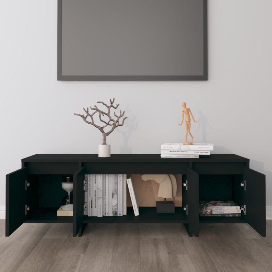 Mueble para TV madera contrachapada negro 120x30x40,5