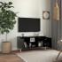 Mueble de TV con patas de madera maciza negro 103,5x35x50