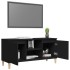 Mueble de TV con patas de madera maciza negro 103,5x35x50