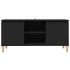 Mueble de TV con patas de madera maciza negro 103,5x35x50