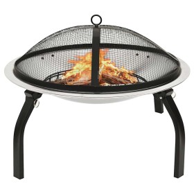 Brasero y barbacoa 2 en 1 atizador acero inoxidable 56x56x49