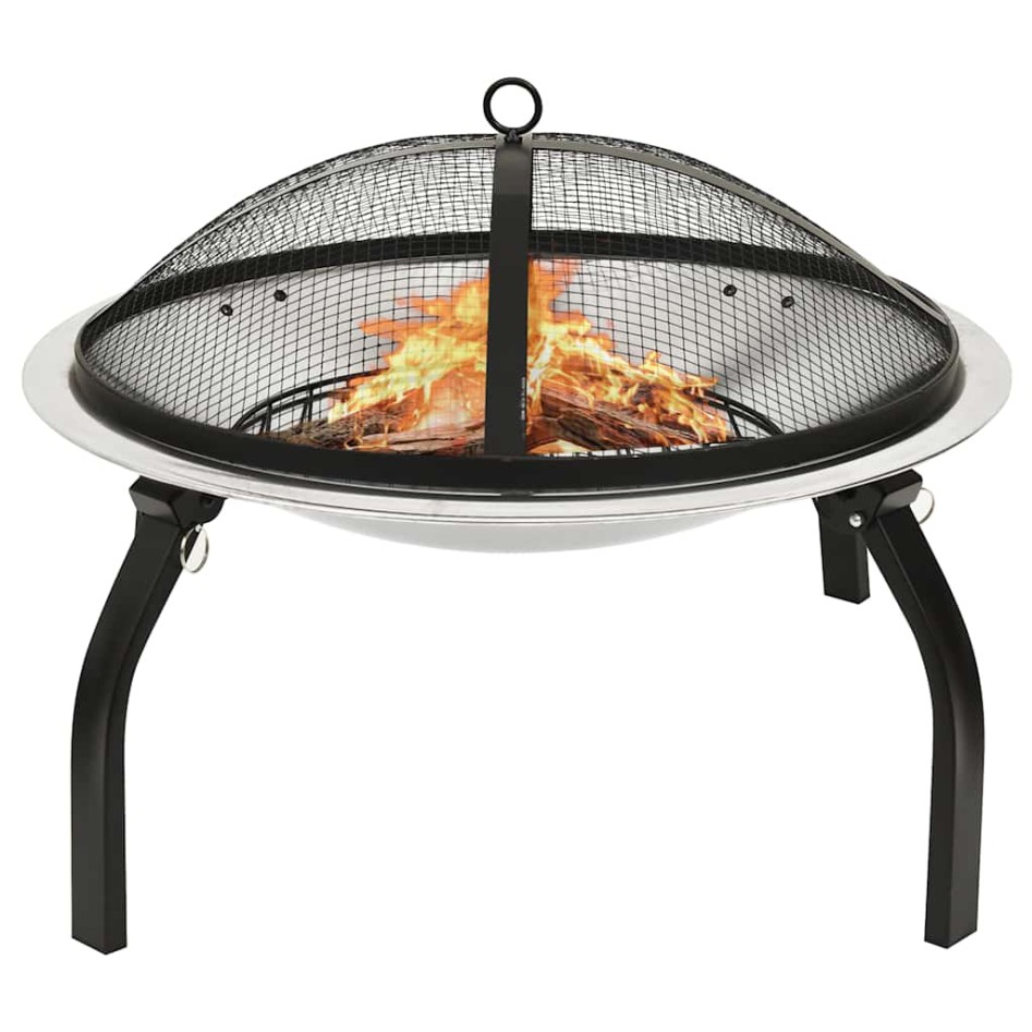 Brasero y barbacoa 2 en 1 atizador acero inoxidable 56x56x49