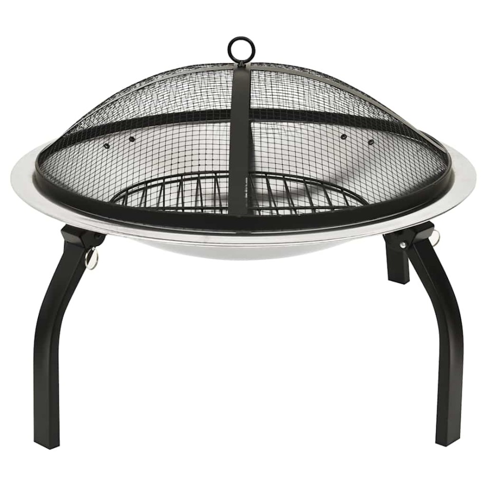 Brasero y barbacoa 2 en 1 atizador acero inoxidable 56x56x49