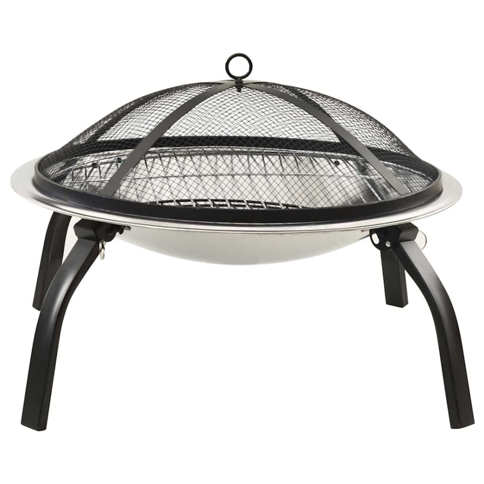 Brasero y barbacoa 2 en 1 atizador acero inoxidable 56x56x49
